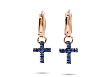 Fashionable Gemstone Cross Earring
